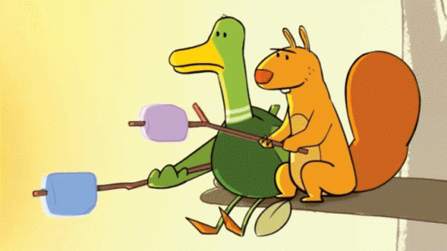 Chris P Duck Roasting Marshmallows Campfire GIF