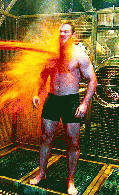 Chris Pratt Sprayed Orange Paint GIF