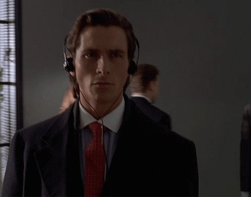 Christian Bale American Psycho Headphones GIF
