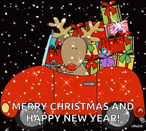 Christian Merry Christmas Gift Giving Santa Sleigh GIF