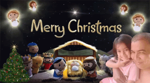 Christian Merry Christmas Holy Family Cartoon GIF