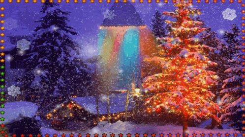Christian Merry Christmas Snow Flakes Falling GIF