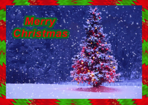 Christian Merry Christmas Snowy Blue Sky GIF