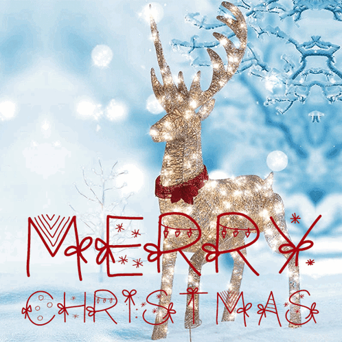 Christian Merry Christmas Sparkling Reindeer GIF