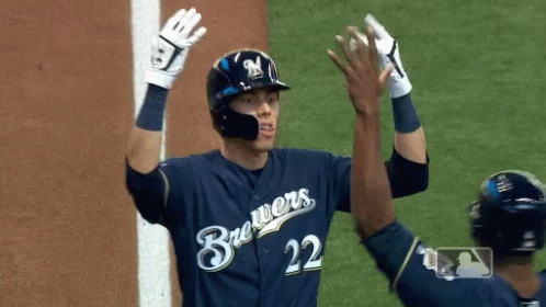 Christian Yelich Brewers Excited High Five GIF