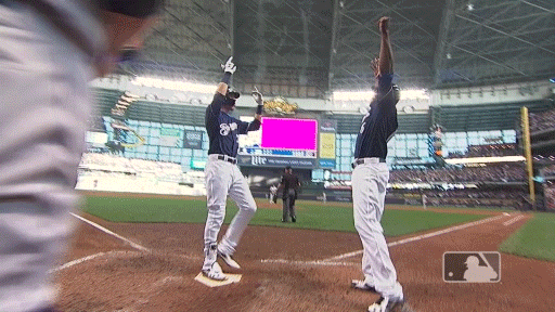 Christian Yelich Brewers High Five GIF