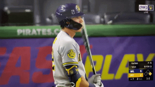 Christian Yelich Brewers Hit Head GIF