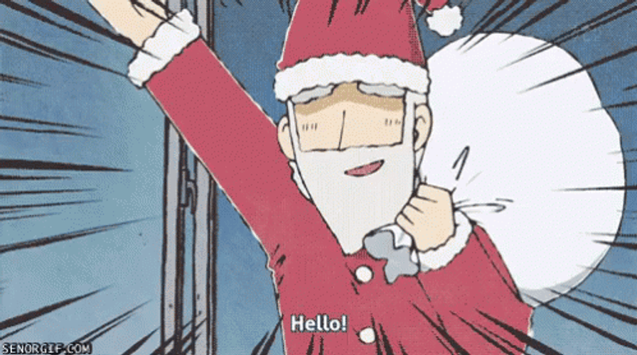 Christmas Anime Santa Bearing Gifts GIF