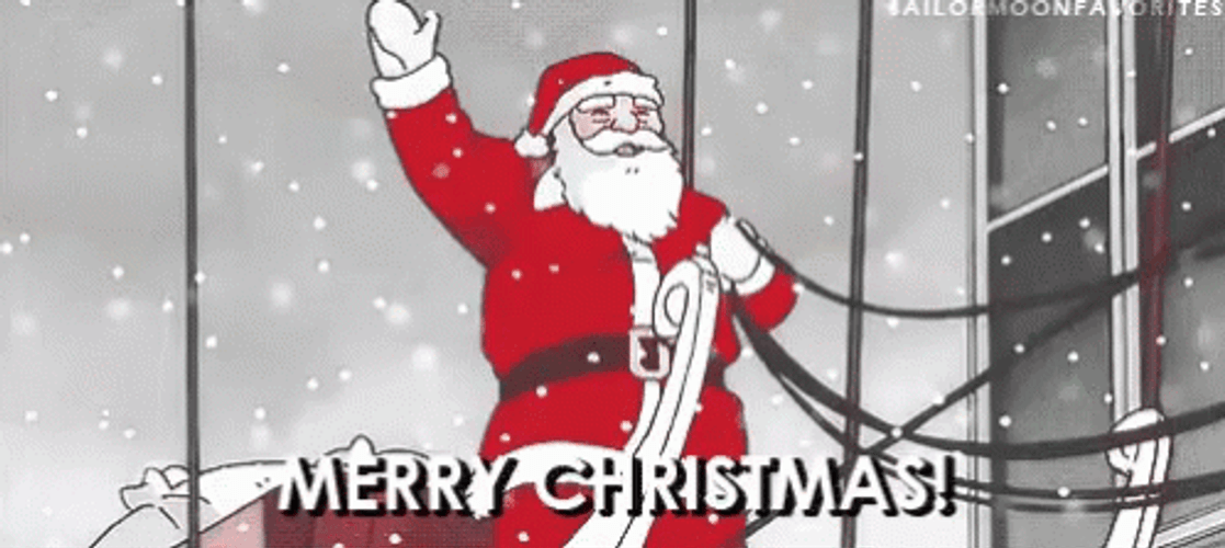 Christmas Anime Santa Sleigh Ride Waving GIF