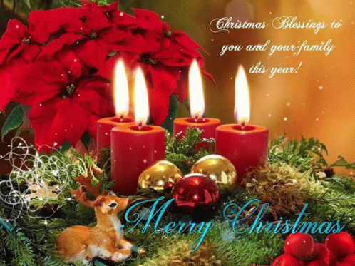 Christmas Blessings Warm Love Four Red Candles GIF