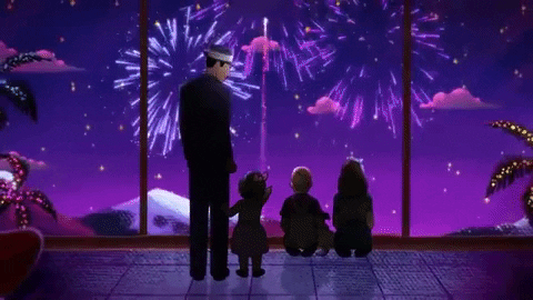 Christmas Blessings Whole Family Watching Fireworks GIF