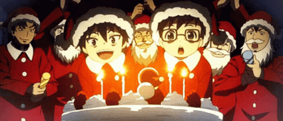 Christmas Blue Exorcist Anime Blowing Candles GIF