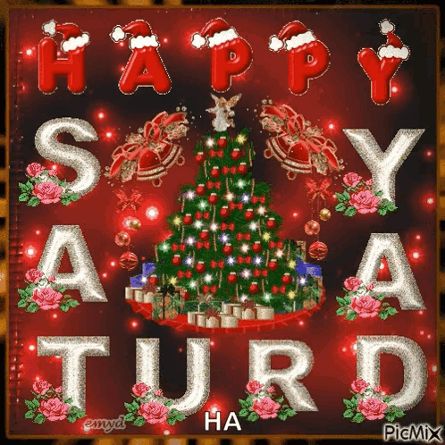 Christmas Card With Christmas Tree Happy Saturd