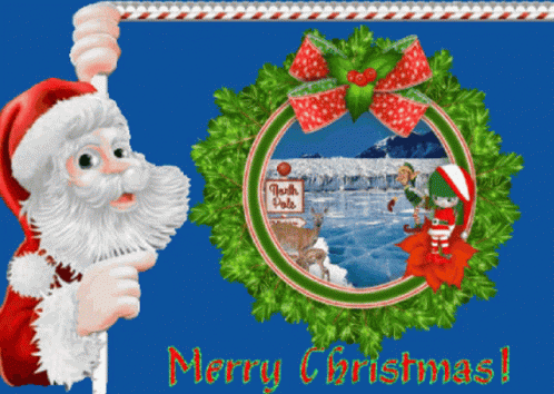 Christmas Card With Skating Elf GIF