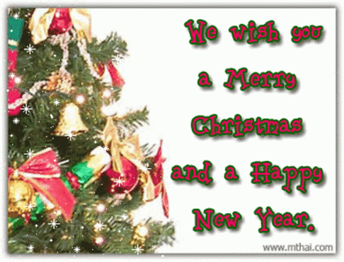 Christmas Card With Tree And Merry Christmas GIF