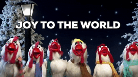 Christmas Carol Joy Chickens GIF