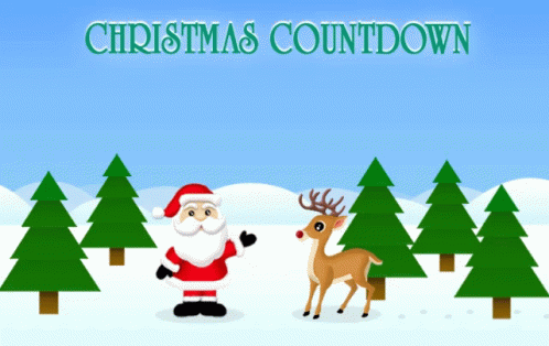 Christmas Countdown Poster Santa and Deer