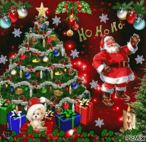 Christmas Decorations And Dog Noel GIF