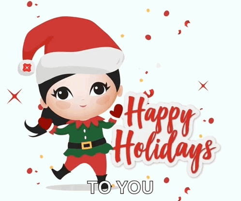 Christmas Elf Girl Saying Happy Holidays to You