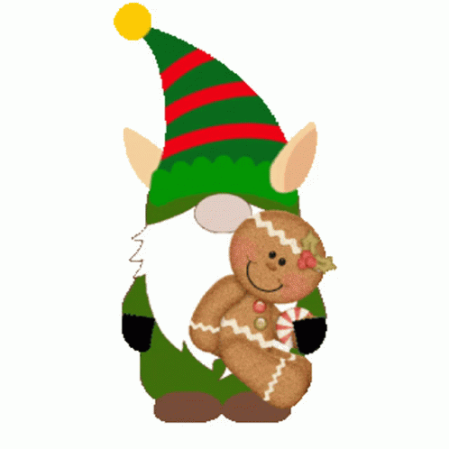 Christmas Elf Holding Stuffed Toy GIF