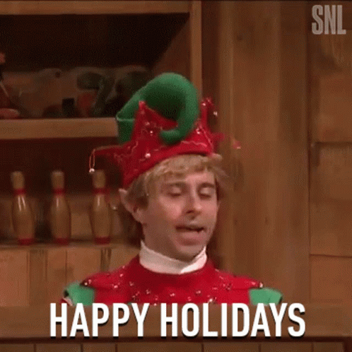Christmas Elf Waving Happy Holidays GIF