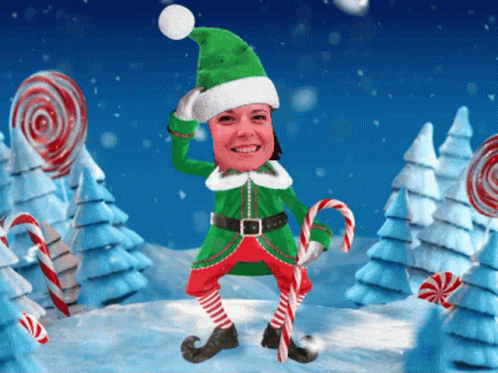 Christmas Elf Whitney Head GIF