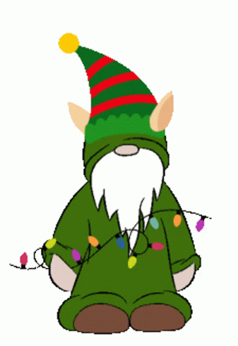 Christmas Elf Wrapped With Christmas Lights GIF