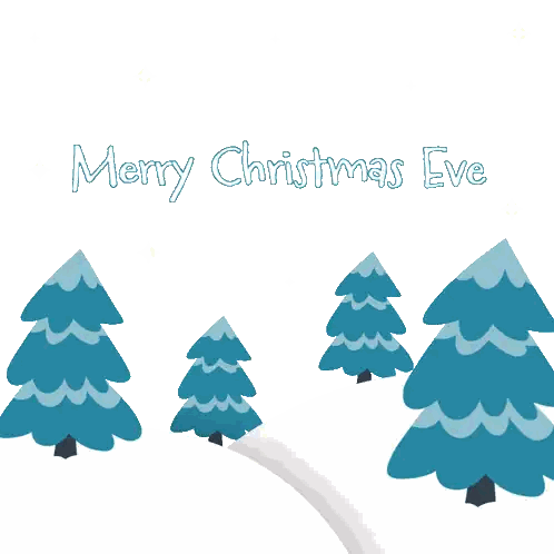 Christmas Eve Greeting Card With Blue Trees