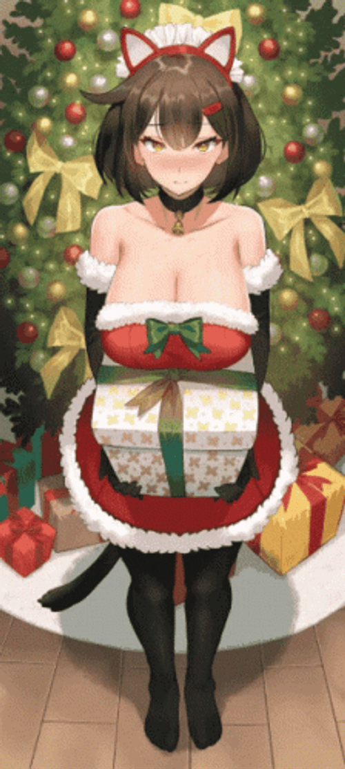 Christmas Gift Sexy Lady Santa Anime GIF