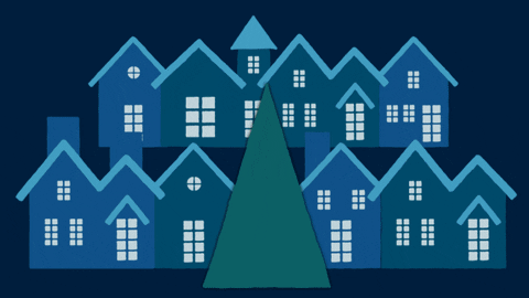 Christmas Lights Snow House GIF
