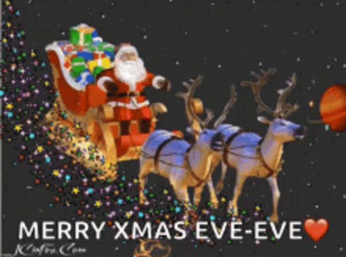 Christmas Santa Sleigh Three Reindeer GIF