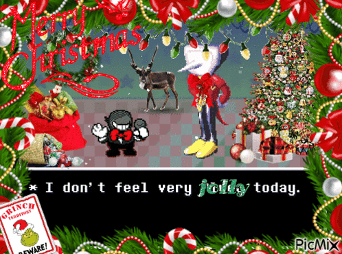 Christmas Scene I Don't Feel Very Jolly Today GIF