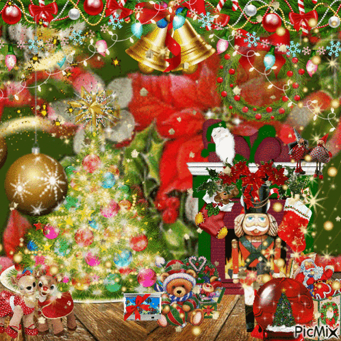 Christmas Scene With Tree and Nutcracker