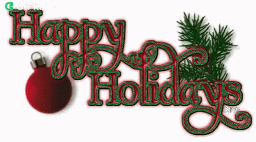 Christmas Sign Saying Happy Holidays With Red Christmas Ball GIF