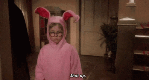 Christmas Story Cute Little Bunny Pink Suit GIF
