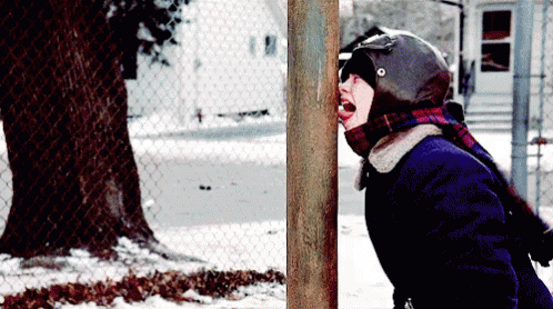 Christmas Story Poor Kid Stuck Tongue To Pole GIF