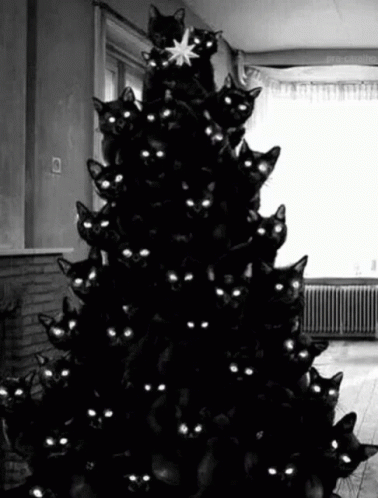 Christmas Tree Black Cat GIF