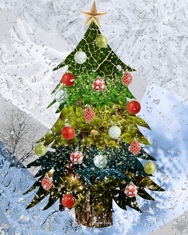 Christmas Tree Ice Collage Art GIF