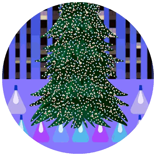 Christmas Tree In Circle With Purple Lights