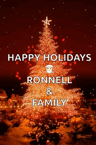 Christmas Tree Saying Happy Holidays Ronnell & Family GIF