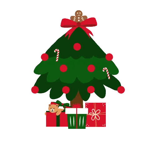 Christmas Tree with Gifts and Merry Christmas
