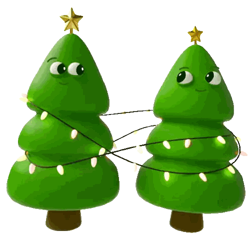 Christmas Trees With Faces And Lights