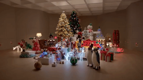 Chritsmas Display Cat Looking GIF