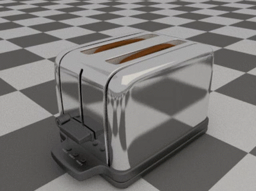 Chrome Toaster on Checkered Floor
