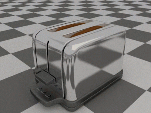 Chrome Toaster on Checkered Floor