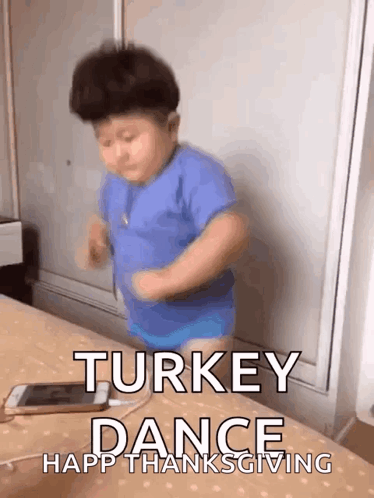 Chubby Asian Kid Thanksgiving Turkey Dance Meme GIF