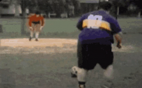 Chubby Man Reverse Kicking Futbol GIF