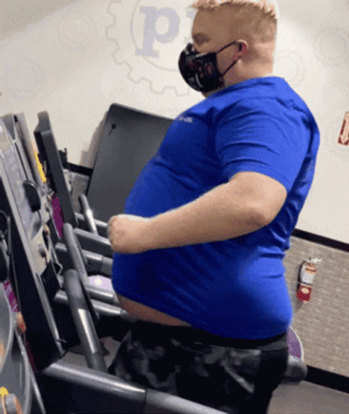 Chubby Man Treadmill Gym Exercise GIF