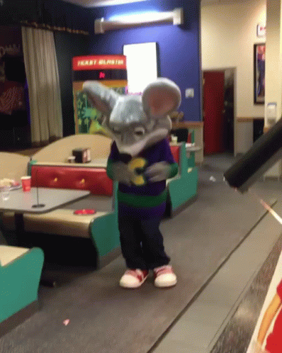 Chuck E Cheese Mascot Orange Justice Fortnite Dance GIF