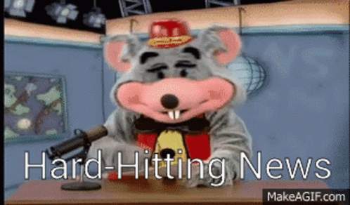 Chuck E Cheese Mascot With Hard Hitting News
